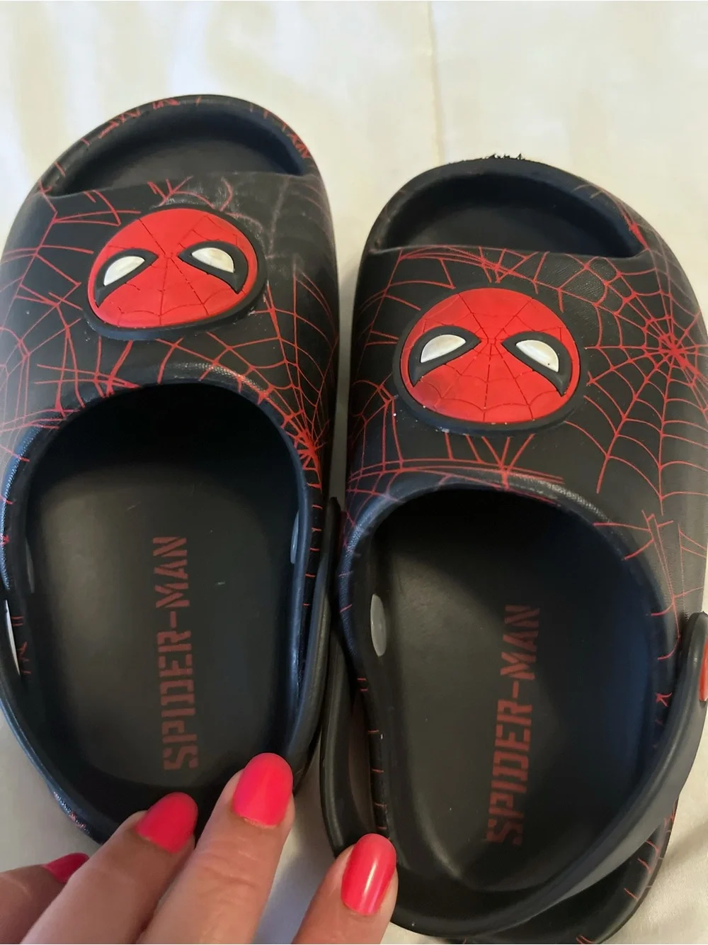 Marvel Kids Black and Red Spider-Man Slip On Clog Sandals kids size 11